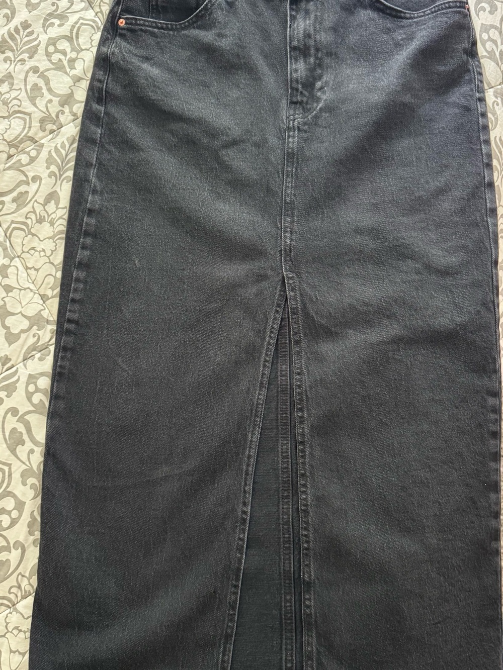 Women’s Black Denim Skirt with Front Slit